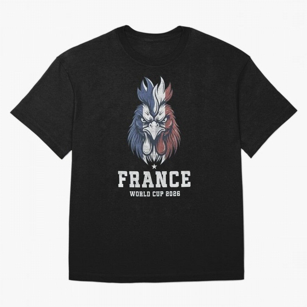 France Football World Cup 2026 Rooster Mascot Art Oversized T-Shirt Show Championship Spirit for FIFA World Cup 2026 Group Stage Featuring Mbappe, France Energy, Worldwide Fan Energy, Dramatic Goals, Stadium Lights and Championship Celebrations;