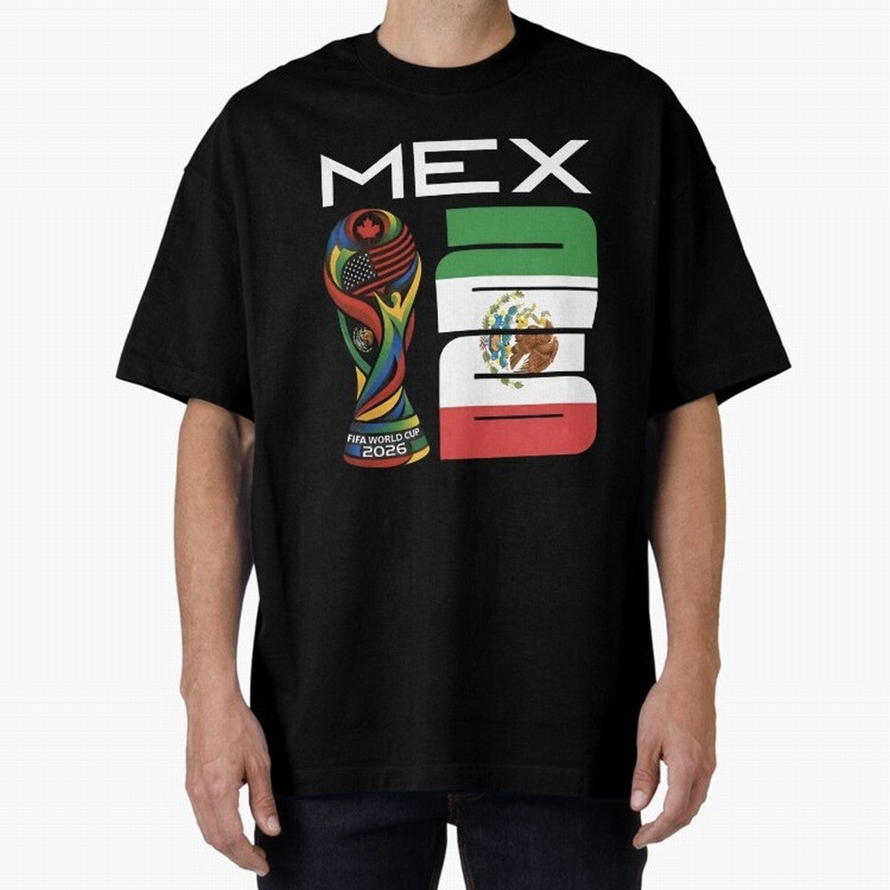 Mexico World Cup 2026 Host City Football Design Oversized T-Shirt Elevate FIFA World Cup 2026 USA Canada Mexico Spirit, Highlighting Brazil, Portugal and Argentina, Cristiano Ronaldo, Supporter Pride, Iconic Celebrations, Legendary Names and Global