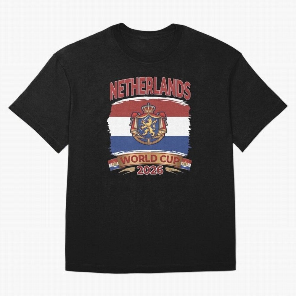 Netherlands World Cup 2026 Coat of Arms Football Design Oversized T-Shirt Showcase FIFA World Cup 2026 Filled with CR7, Portugal Energy, Football History, Final Match Energy, Crowd Noise and Once in a Lifetime Moments; Ideal for Football Dads,