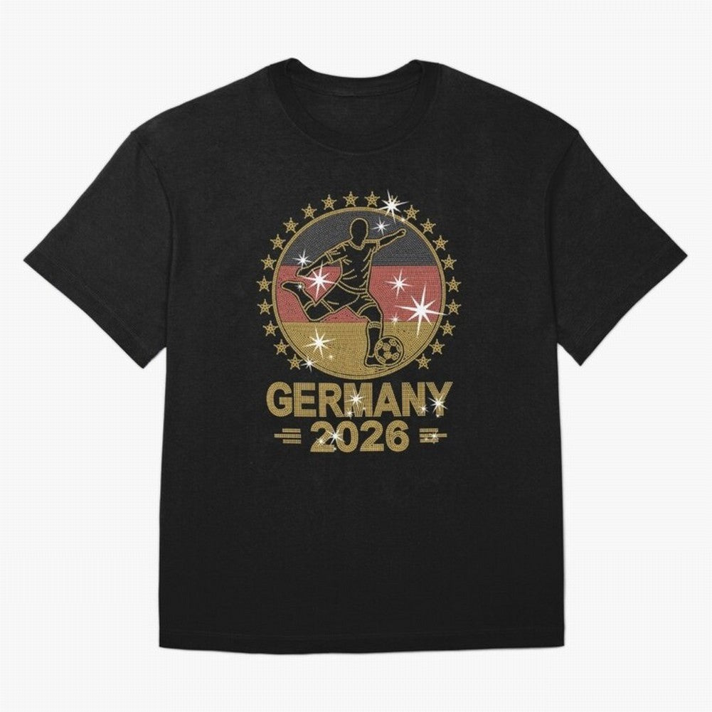 Germany Soccer World Cup 2026 Glitter Style Fan Art Oversized T-Shirt Support the Legends of FIFA World Cup 2026 Spirit, Made for Argentina, France and Brazil, Neymar, Retro Football Energy, Iconic Rivalries, Trophy Chase Drama and Stadium