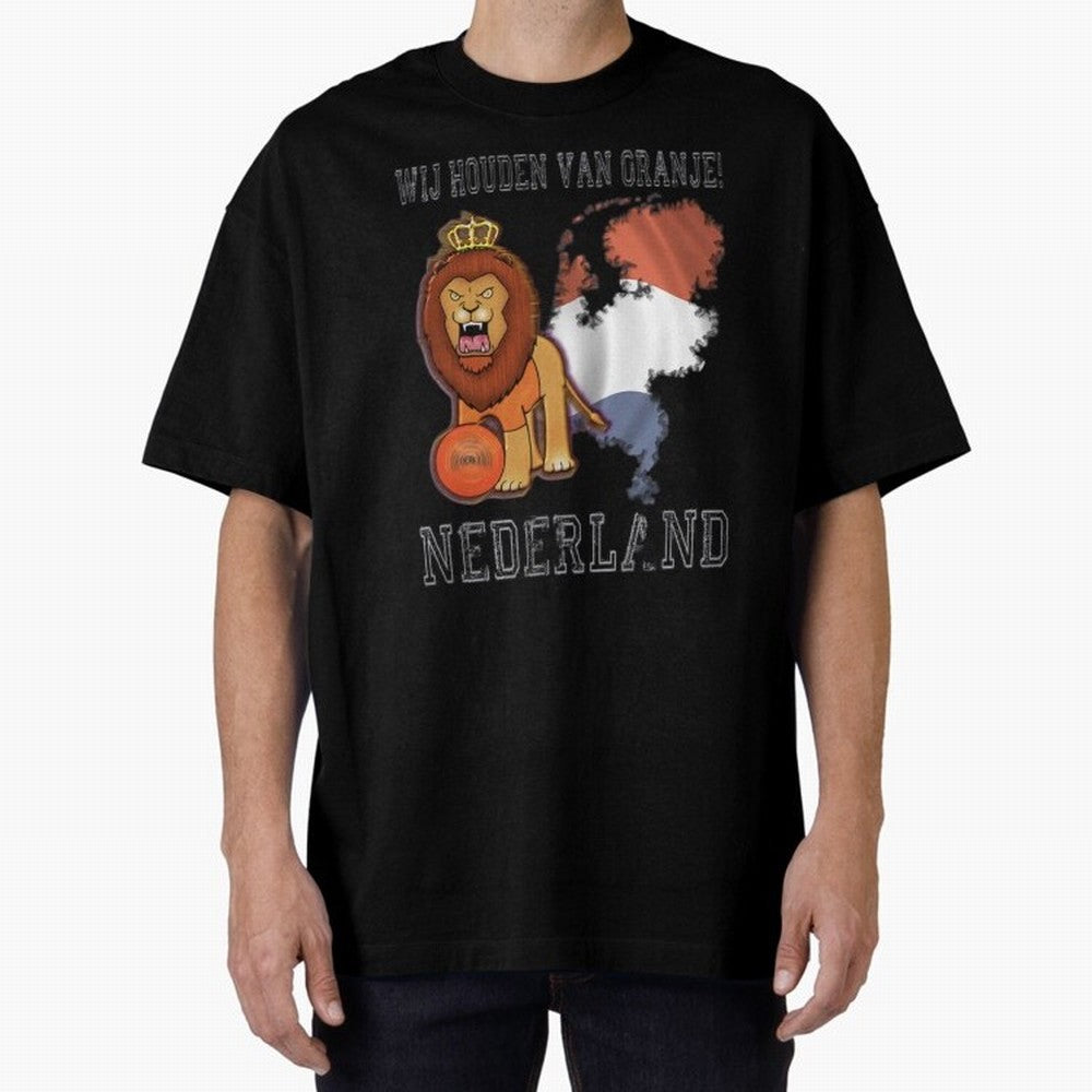 Dutch Pride Lion - Netherlands Football Fans Oranje Oversized T-Shirt Show Fan Pride Across Match Day Hype around FIFA World Cup 2026 USA Canada Mexico, Cristiano Ronaldo, Haaland and CR7, Portugal, Supporter Pride, Iconic Celebrations, Legendary