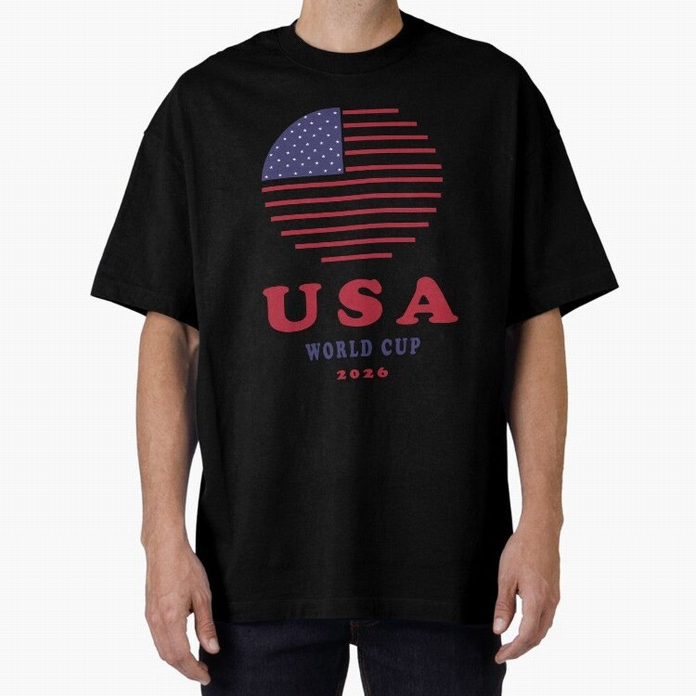 USA World Cup 2026 Soccer Fan Shirt | American Flag Football Retro Patriotic Design Oversized T-Shirt Share the Excitement of the FIFA World Cup 2026 Group Stage Journey through CR7 Highlights, England Pride, Football History, Final Match Energy,