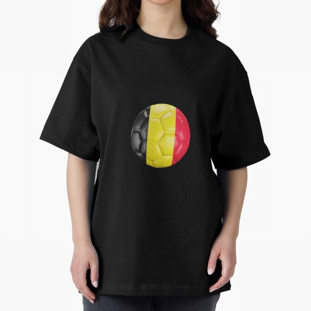 Belgium Football Ball Oversized T-Shirt Showcase FIFA World Cup 2026 Group Stage Spirit, with Argentina, CR7 and Messi, Stadium Chants, National Pride, Trophy Dreams and Unforgettable Football Memories; Perfect for Supporters Who Want Bold Football