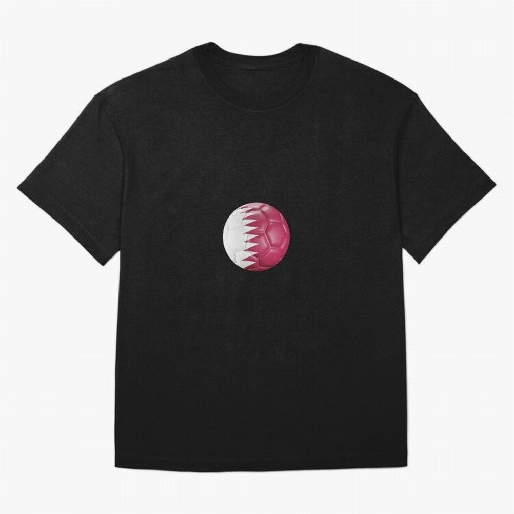 Qatar Flag Ball Oversized T-Shirt Bring Home Global Football Passion for FIFA World Cup 2026 USA Canada Mexico, Centered on Mbappe, Portugal, Spain and Germany, Worldwide Fan Energy, Dramatic Goals, Stadium Lights and Championship Celebrations;