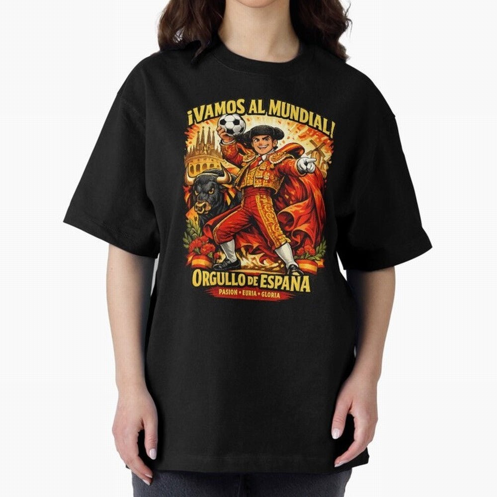 Spain World Cup 2026 Matador Fan Shirt Oversized T-Shirt Live for the Drama of FIFA World Cup 2026 USA Canada Mexico Spirit, Inspired by Argentina, France and Brazil, CR7 and Messi, Retro Football Energy, Iconic Rivalries, Trophy Chase Drama and