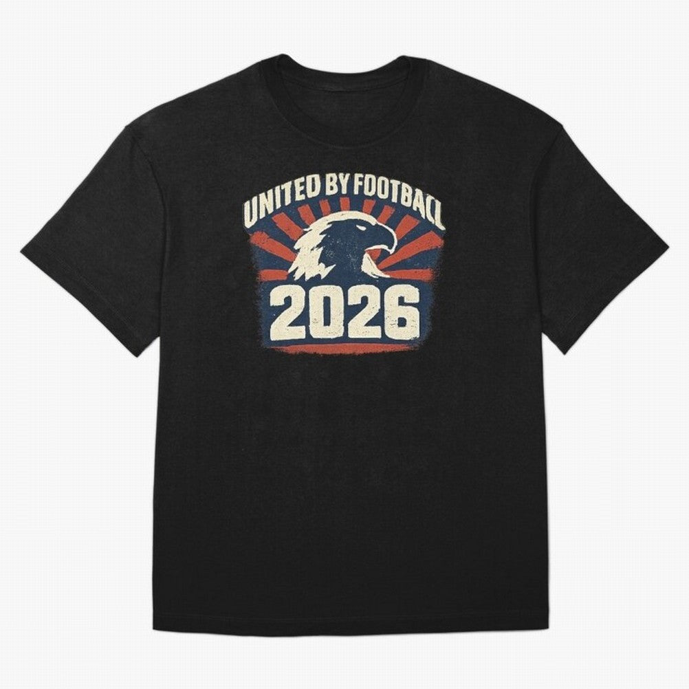 United By Football 2026 Vintage Soccer Fan USA T-Shirt Oversized T-Shirt Support FIFA World Cup 2026 USA Canada Mexico Spirit, Inspired by Portugal, Neymar, Haaland and Cristiano Ronaldo, Sports Nostalgia, International Competition, Famous Players
