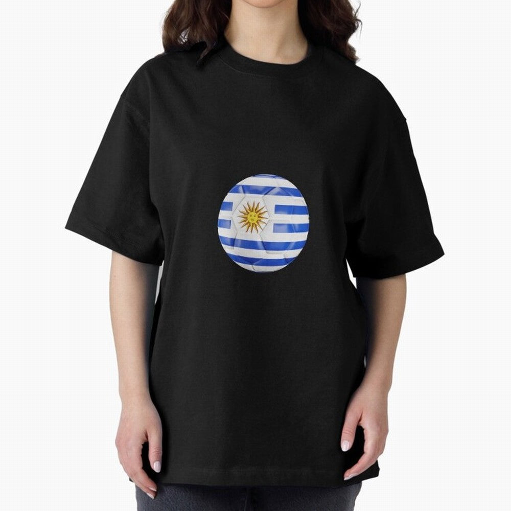 Uruguay Football Oversized T-Shirt Stand with the FIFA World Cup 2026 Group Stage Journey through Mbappe Highlights, Argentina, France and Brazil Pride, Retro Football Energy, Iconic Rivalries, Trophy Chase Drama and Stadium Atmosphere; Created for