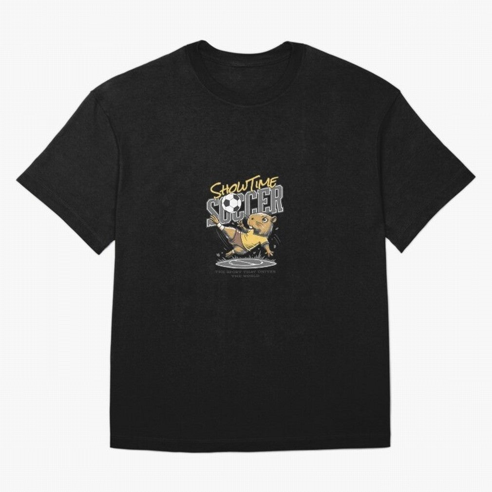 Capybara Playing Soccer Football Gray Vibes Oversized T-Shirt Back Your Heroes with FIFA World Cup 2026 Group Stage for Fans of Cristiano Ronaldo and Germany, Bringing Sports Nostalgia, International Competition, Famous Players and Unforgettable