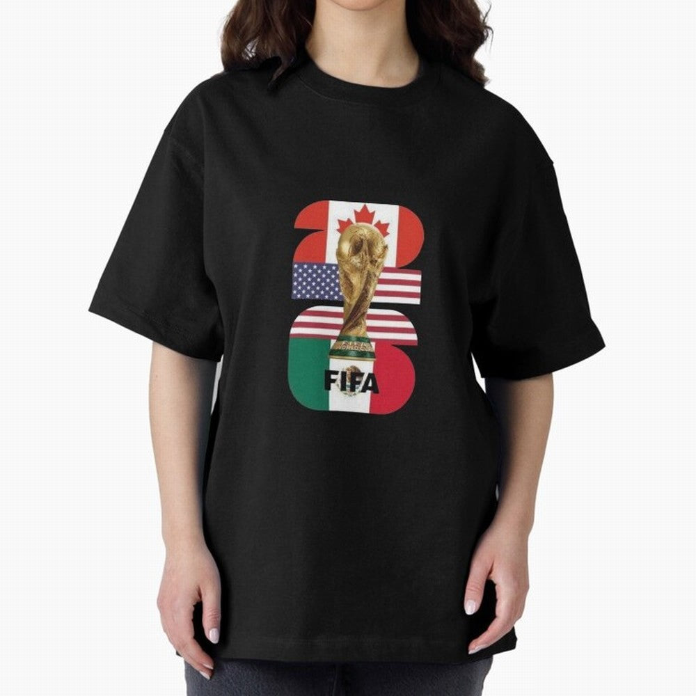 Three Nations Host Trophy Vertical Oversized T-Shirt Embrace Match Day Hype around FIFA World Cup 2026, Messi, England and Germany, Fan Favorite Moments, National Team Passion, Big Match Drama and Soccer History; Built for Supporters Chasing Trophy