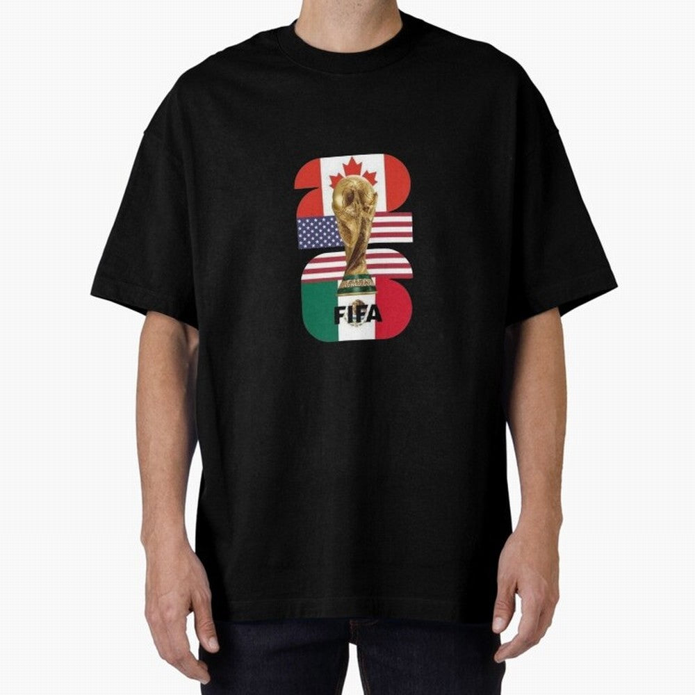 Three Nations Host Trophy Vertical Oversized T-Shirt Embrace Match Day Hype around FIFA World Cup 2026, Messi, England and Germany, Fan Favorite Moments, National Team Passion, Big Match Drama and Soccer History; Built for Supporters Chasing Trophy