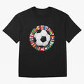 Global Nations Football Circle Art Oversized T-Shirt Upgrade Global Football Passion for FIFA World Cup 2026, Celebrating Haaland, Netherlands, Stadium Memories, Football Loyalty, International Chants and Championship Tradition; Perfect for People