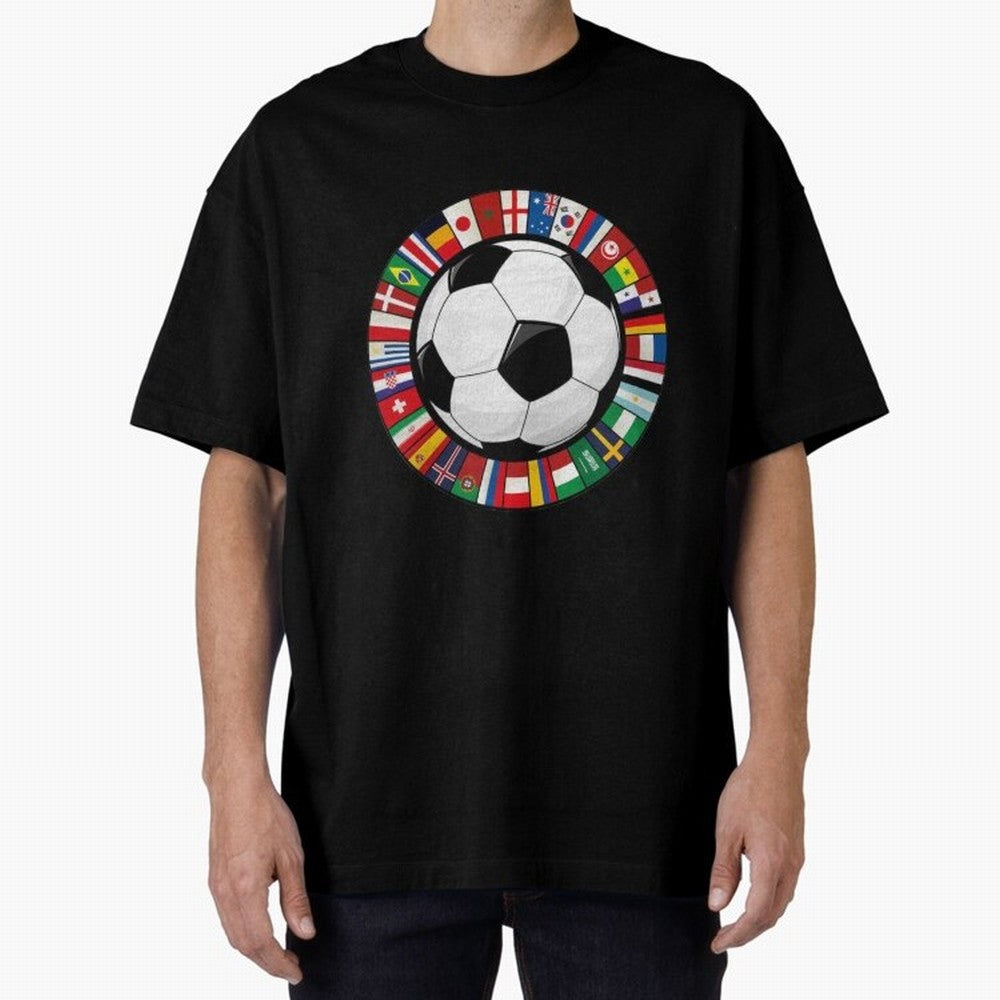 Global Nations Football Circle Art Oversized T-Shirt Upgrade Global Football Passion for FIFA World Cup 2026, Celebrating Haaland, Netherlands, Stadium Memories, Football Loyalty, International Chants and Championship Tradition; Perfect for People