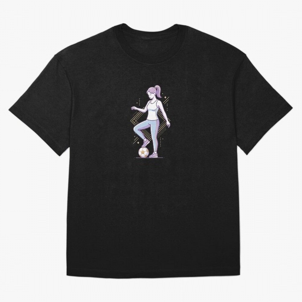 Female Soccer Player Athlete Line Art Oversized T-Shirt Unlock Match Day Hype around FIFA World Cup 2026 Group Stage, Haaland, Brazil, Football Festival Excitement, Trophy Ambitions, Country Rivalries and Star Player Buzz; Great for Supporters Who