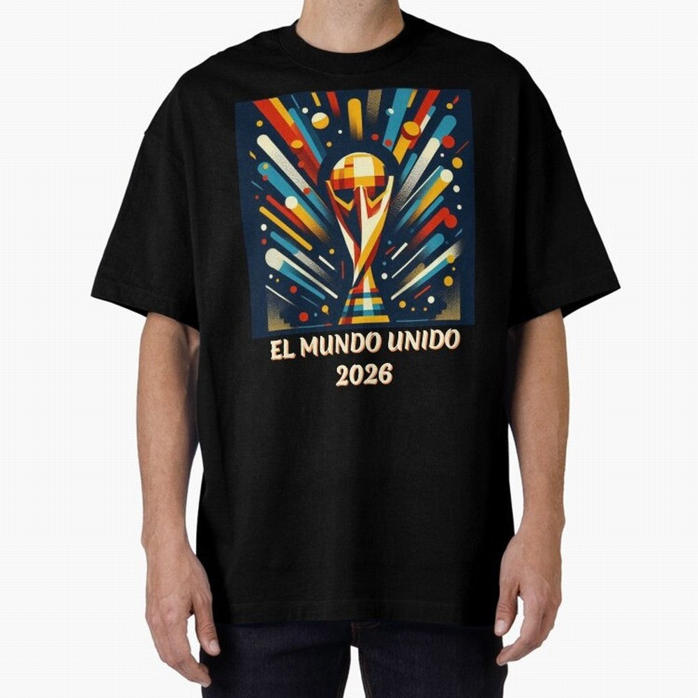 2026 World Cup The United World - Modern Geometric Art Oversized T-Shirt Carry National Pride through Match Day Hype around FIFA World Cup 2026 Group Stage, Neymar, Haaland and Cristiano Ronaldo, Argentina and Brazil, Sports Nostalgia,