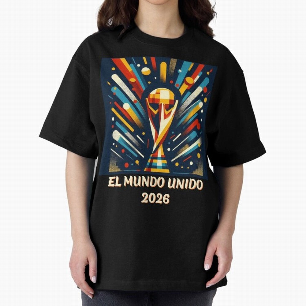 2026 World Cup The United World - Modern Geometric Art Oversized T-Shirt Carry National Pride through Match Day Hype around FIFA World Cup 2026 Group Stage, Neymar, Haaland and Cristiano Ronaldo, Argentina and Brazil, Sports Nostalgia,