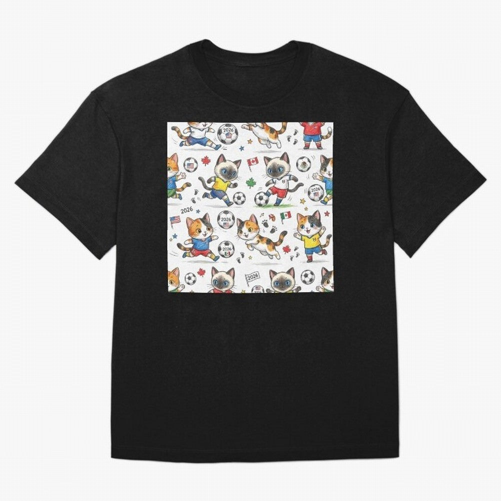 Chibi Soccer Cats 2026 - Cute Football Kittens Pattern Oversized T-Shirt Follow the Road to Match Day Hype around FIFA World Cup 2026, Cristiano Ronaldo, Germany, Fan Favorite Moments, National Team Passion, Big Match Drama and Soccer History;