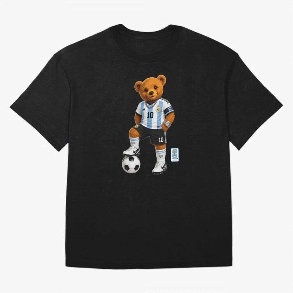 Argentina Soccer Bear World Cup Teddy Bear Oversized T-Shirt Feel the Roar of the FIFA World Cup 2026 Journey through Messi, Neymar and Mbappe Highlights, France Pride, Soccer Culture, Superstar Moments, National Team Dreams and Competitive Fire;