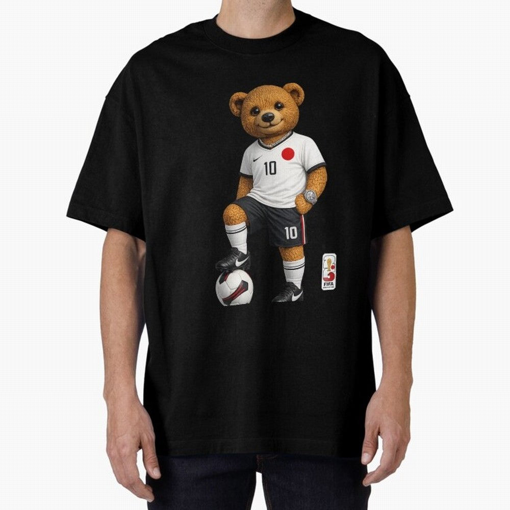 Japan Soccer Bear World Cup Teddy Bear Oversized T-Shirt Keep the Match Day Mood of Global Football Passion for FIFA World Cup 2026, Built around Haaland and Mbappe, England and Germany, Championship Spirit, Famous Goals, Roaring Crowds and