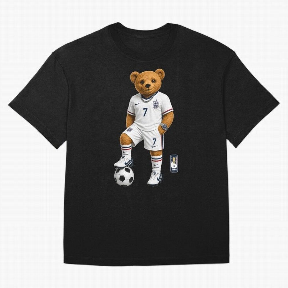 England Soccer Bear World Cup Teddy Bear Oversized T-Shirt Show Your Tournament Heart for the FIFA World Cup 2026 Group Stage Journey through Messi Highlights, Spain and Netherlands Pride, Game Day Rituals, Football Legends, Country Pride and the