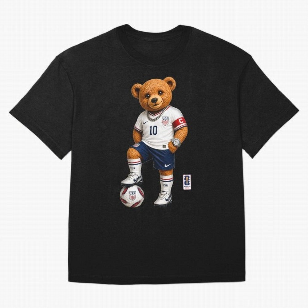 USA Soccer Bear World Cup 2026 Teddy Bear Oversized T-Shirt Support Your Favorite Stars during the FIFA World Cup 2026 Group Stage Journey through CR7 and Messi Highlights, Portugal, Spain and Germany Pride, Worldwide Fan Energy, Dramatic Goals,