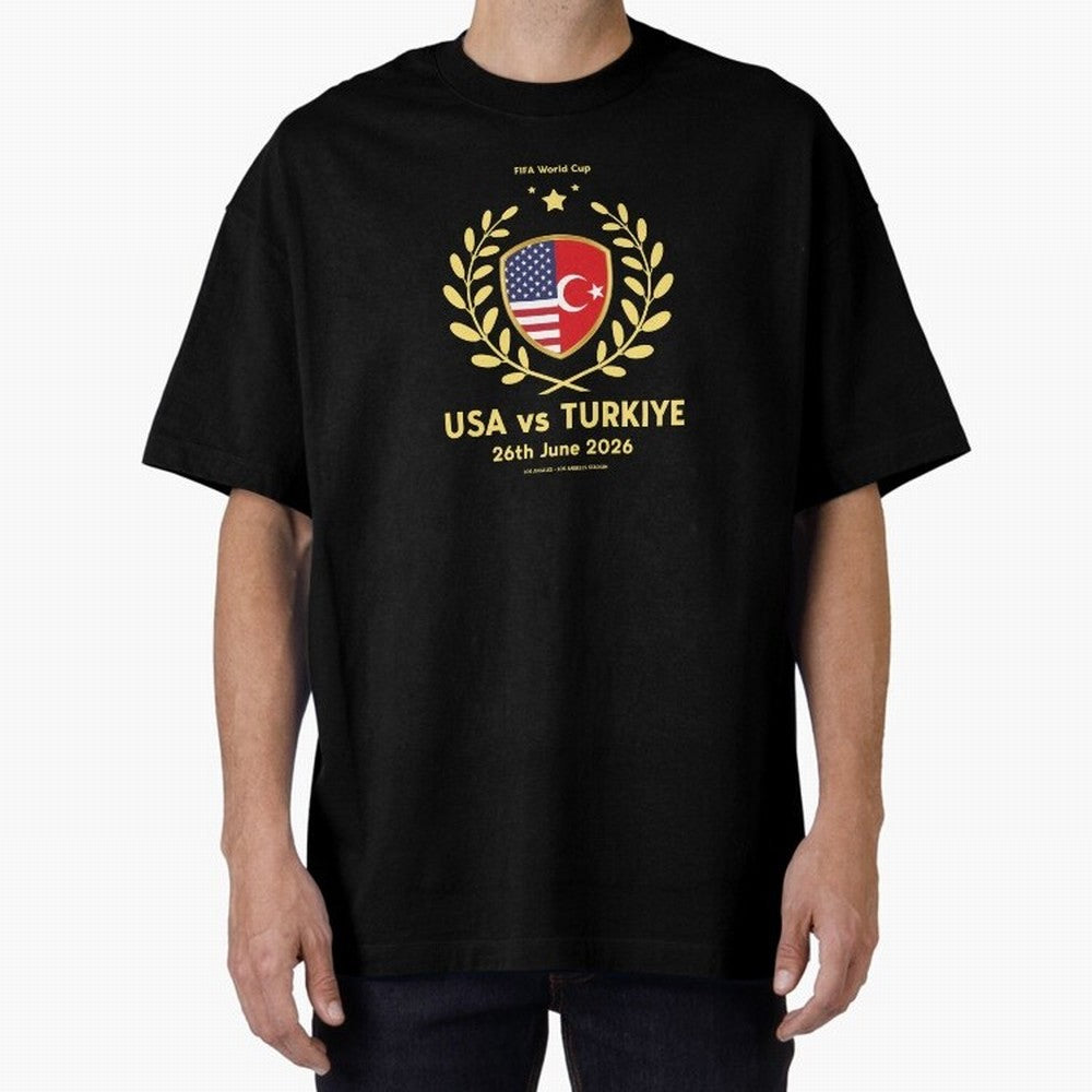 Copy of FIFA World Cup - USA v Turkiye Oversized T-Shirt Celebrate Supporters United by Match Day Hype around FIFA World Cup 2026, Messi, Neymar and Mbappe, Spain and Netherlands, Retro Football Energy, Iconic Rivalries, Trophy Chase Drama and