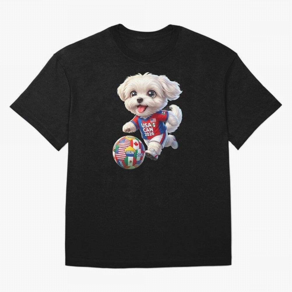 Cute Maltese Soccer Star - FIFA 2026 World Cup Edition Oversized T-Shirt Carry FIFA World Cup 2026 Group Stage for Fans of Mbappe and Neymar and Argentina and Brazil, Bringing Worldwide Fan Energy, Dramatic Goals, Stadium Lights and Championship