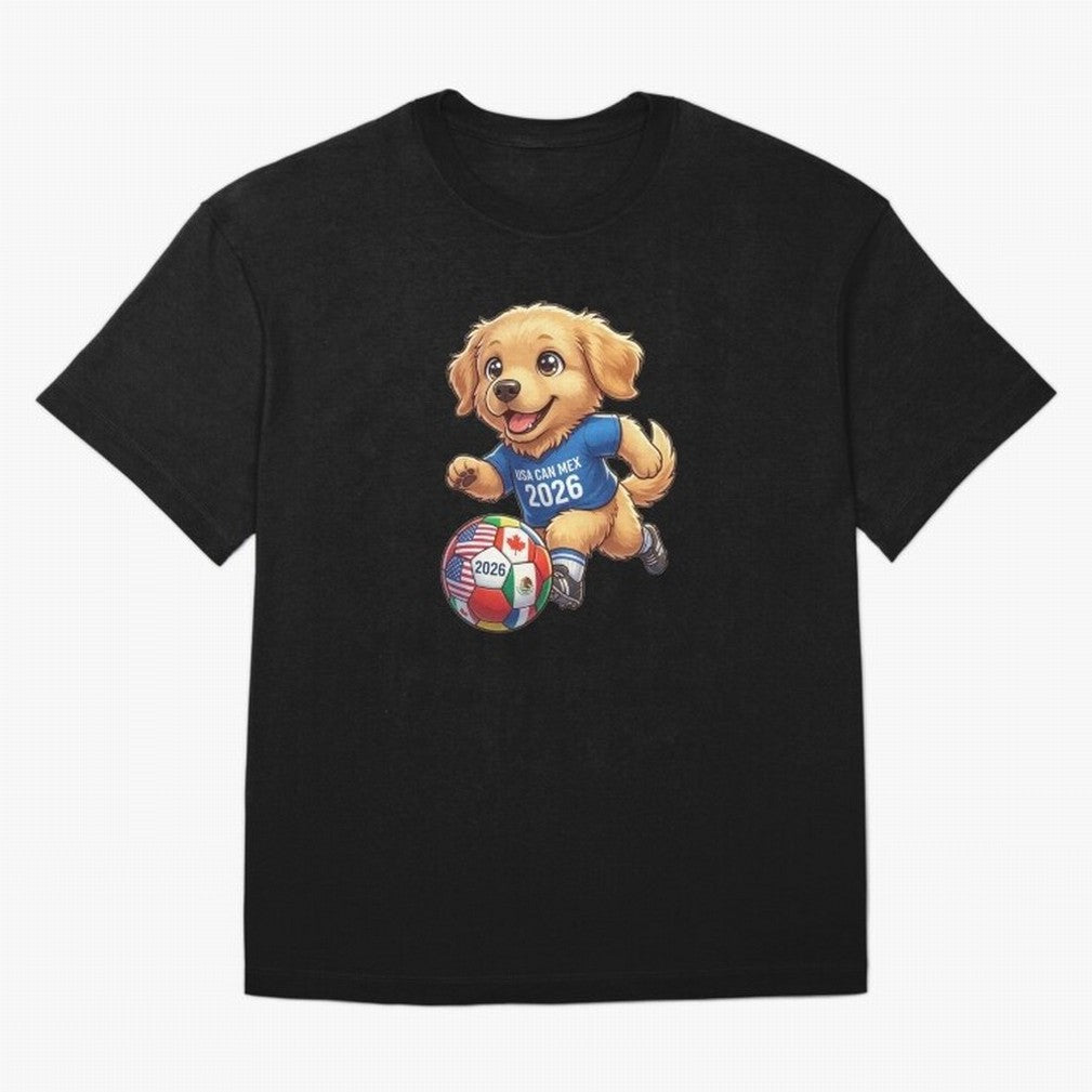 Golden Retriever Soccer Champ - World Cup 2026 Spirit Oversized T-Shirt Share FIFA World Cup 2026 USA Canada Mexico for Fans of CR7 and Argentina, France and Brazil, Bringing Football Festival Excitement, Trophy Ambitions, Country Rivalries and