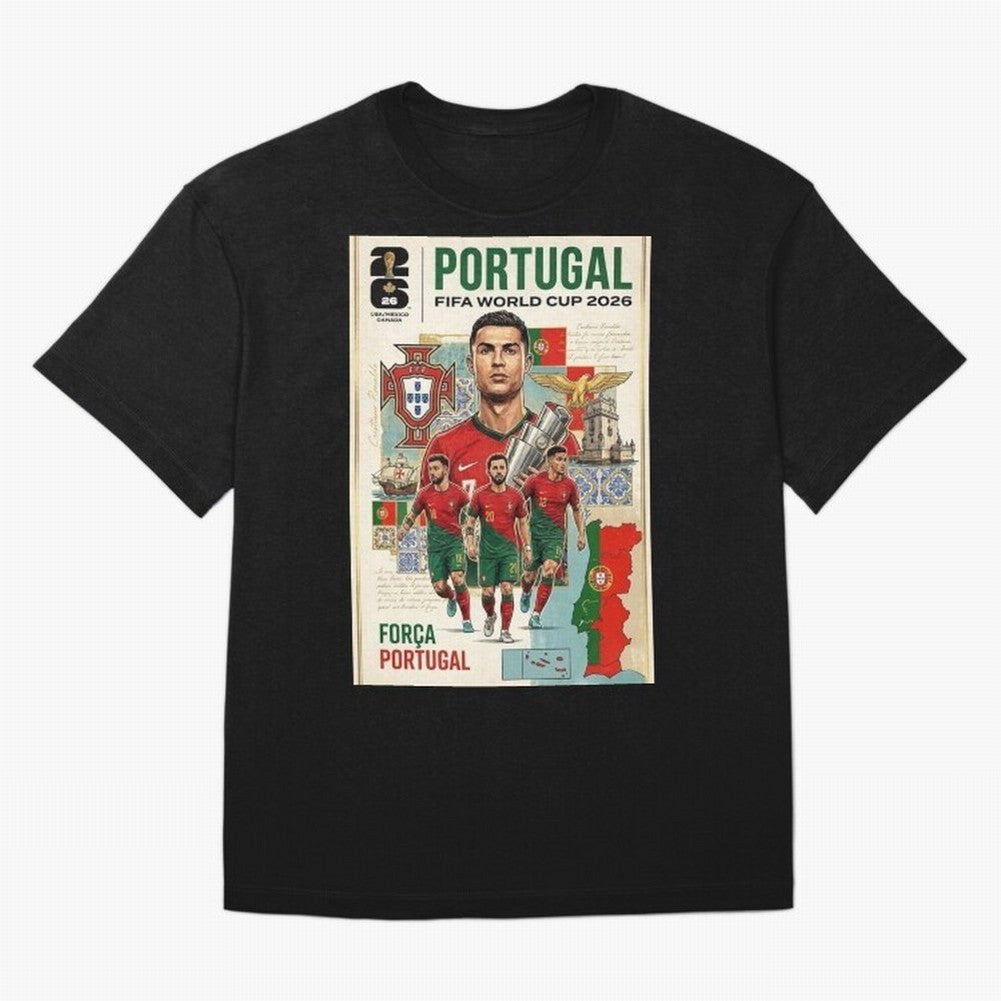 Portugal 2026 ¨C In Search of Glory Oversized T-Shirt Remember Iconic Moments from Global Football Passion for FIFA World Cup 2026, Filled with Messi, Neymar and Mbappe, Germany, Global Supporter Spirit, Legendary Goals, National Colors and