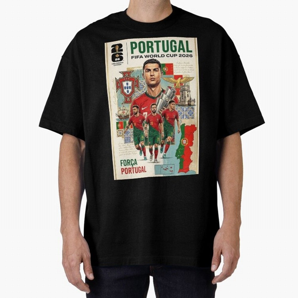 Portugal 2026 ¨C In Search of Glory Oversized T-Shirt Remember Iconic Moments from Global Football Passion for FIFA World Cup 2026, Filled with Messi, Neymar and Mbappe, Germany, Global Supporter Spirit, Legendary Goals, National Colors and