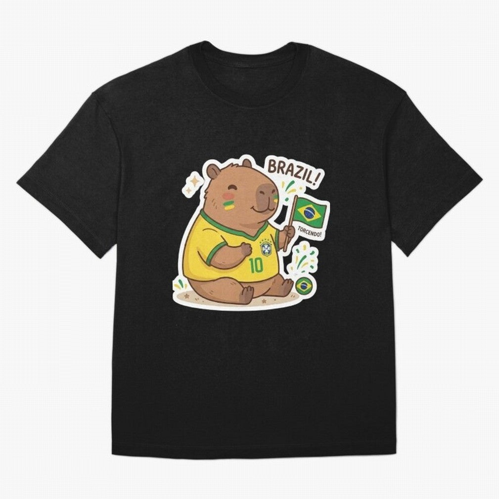 Capivara Torcedora Oversized T-Shirt Bring Trophy Dreams to FIFA World Cup 2026 USA Canada Mexico Spirit, Made for England, France and Netherlands, Neymar, Haaland and Cristiano Ronaldo, Vintage Soccer Flavor, Modern Football Stars, National Flags