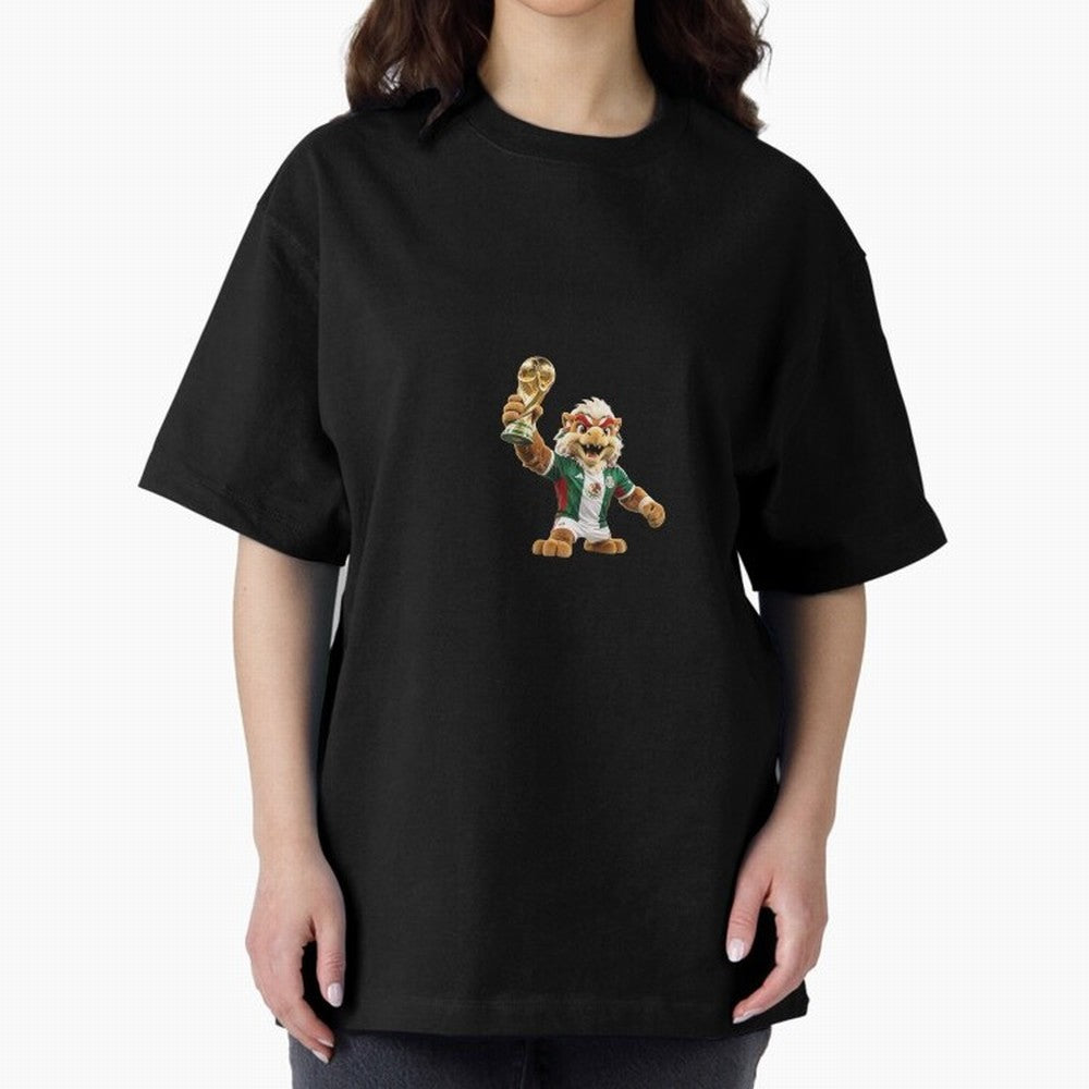 Mexico Soccer Mascot Champion - Mexican Football Victory Trophy 2026 Oversized T-Shirt Support Your Favorite Stars during FIFA World Cup 2026 USA Canada Mexico for Fans of Messi and England, France and Netherlands, Bringing Football Festival