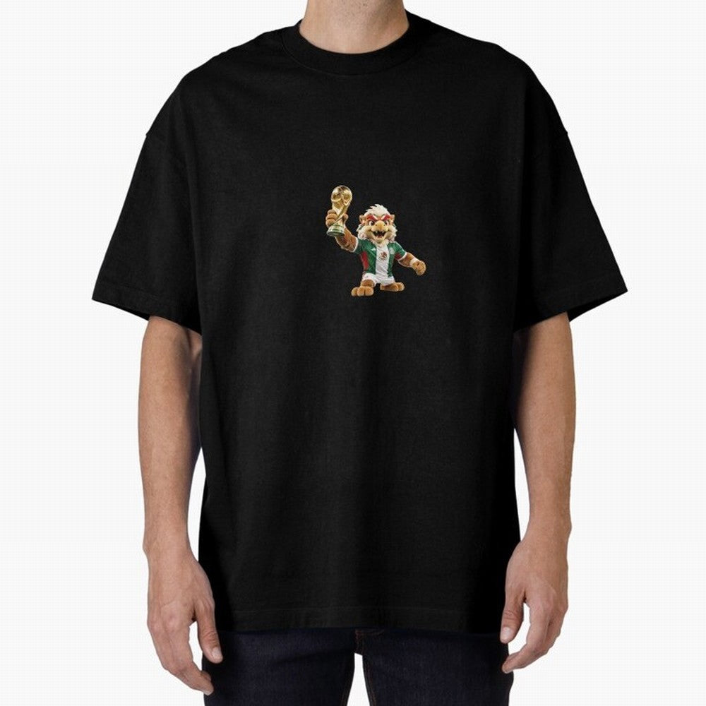 Mexico Soccer Mascot Champion - Mexican Football Victory Trophy 2026 Oversized T-Shirt Support Your Favorite Stars during FIFA World Cup 2026 USA Canada Mexico for Fans of Messi and England, France and Netherlands, Bringing Football Festival