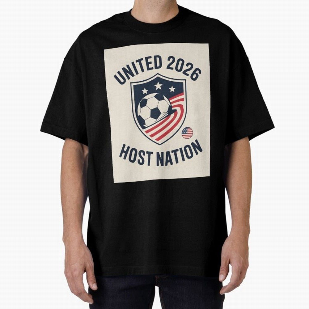 United 2026 USA World Cup Host Nation Soccer Crest T-Shirt Oversized T-Shirt Bring Bold Fan Energy to FIFA World Cup 2026 Group Stage Spirit, Built around France and Portugal, Messi and Cristiano Ronaldo, Global Supporter Spirit, Legendary Goals,