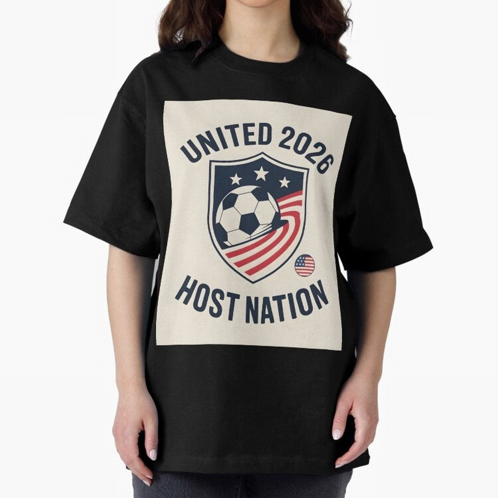 United 2026 USA World Cup Host Nation Soccer Crest T-Shirt Oversized T-Shirt Bring Bold Fan Energy to FIFA World Cup 2026 Group Stage Spirit, Built around France and Portugal, Messi and Cristiano Ronaldo, Global Supporter Spirit, Legendary Goals,