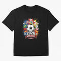 2026 World Cup Soccer Flags Graphic Oversized T-Shirt Bring a Vintage Feel to FIFA World Cup 2026 Spirit, Capturing England, France and Netherlands, Mbappe, Vintage Soccer Flavor, Modern Football Stars, National Flags and Final Night Emotion; Great
