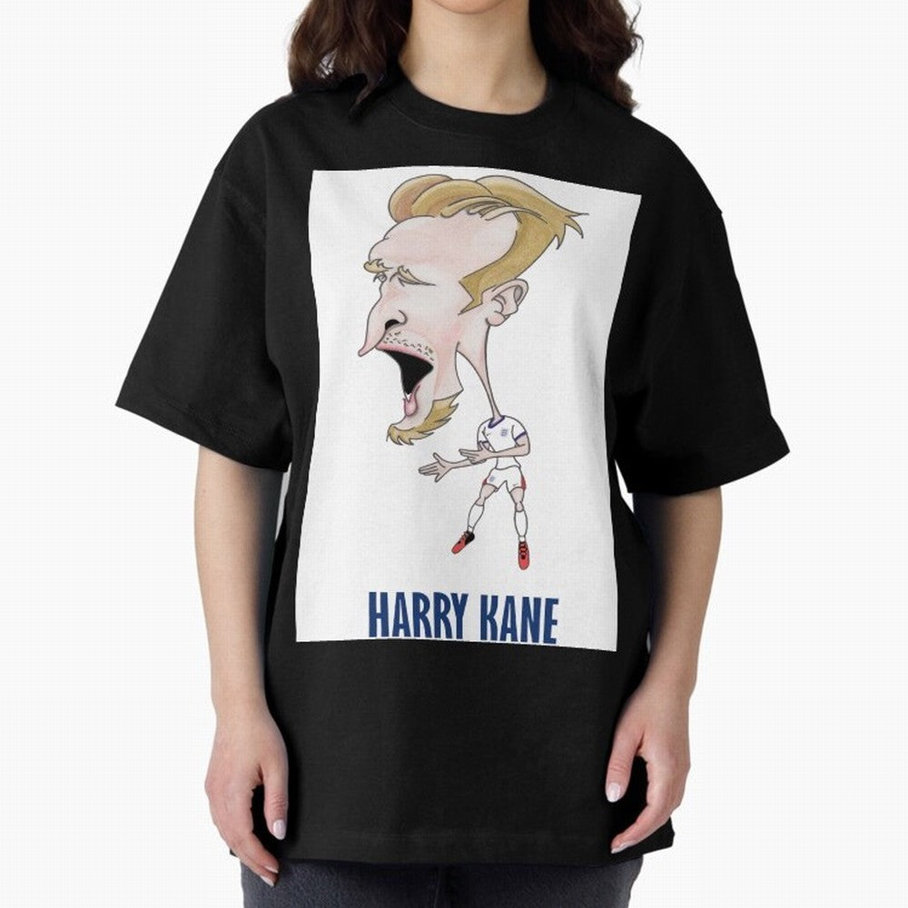 Harry Kane Caricature Print Oversized T-Shirt Celebrate the Next Chapter of FIFA World Cup 2026 USA Canada Mexico Filled with Neymar, Spain Energy, Soccer Culture, Superstar Moments, National Team Dreams and Competitive Fire; Made for Die Hard