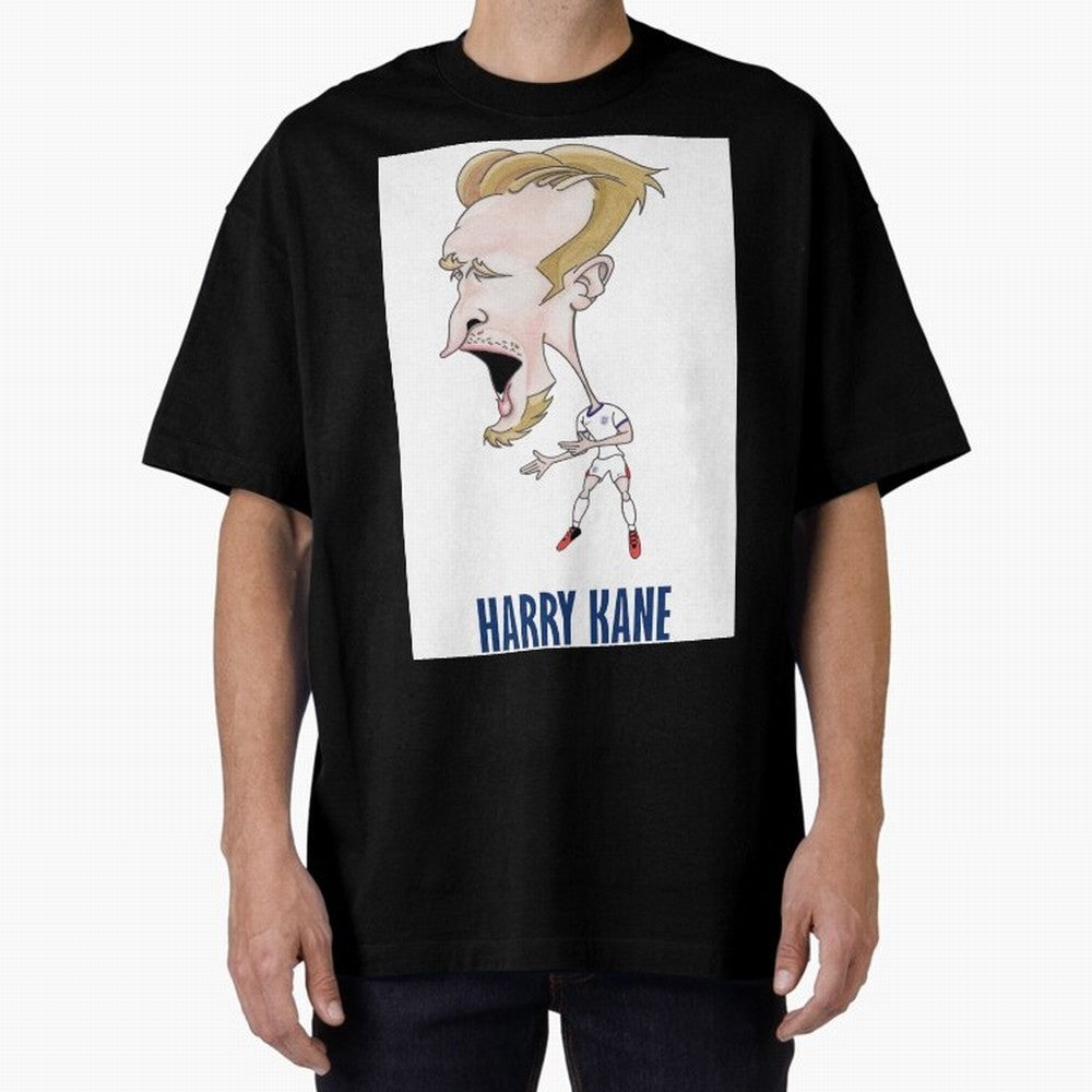 Harry Kane Caricature Print Oversized T-Shirt Celebrate the Next Chapter of FIFA World Cup 2026 USA Canada Mexico Filled with Neymar, Spain Energy, Soccer Culture, Superstar Moments, National Team Dreams and Competitive Fire; Made for Die Hard