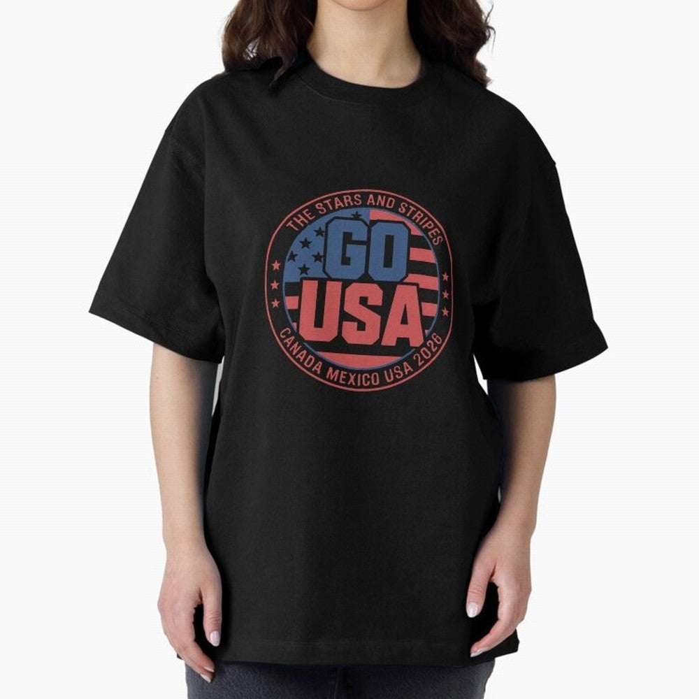 2026 USA Soccer Mexico Canada Oversized T-Shirt Show Championship Spirit for FIFA World Cup 2026 for Fans of Messi, CR7 and Mbappe and Brazil, Bringing Sports Nostalgia, International Competition, Famous Players and Unforgettable Victories; Perfect