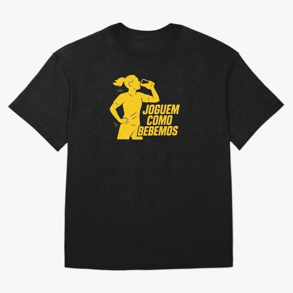 Joguem Como Bebemos Women World Cup 2026 Oversized T-Shirt Show Championship Spirit for FIFA World Cup 2026 for Fans of Messi, CR7 and Mbappe and Brazil, Bringing Sports Nostalgia, International Competition, Famous Players and Unforgettable