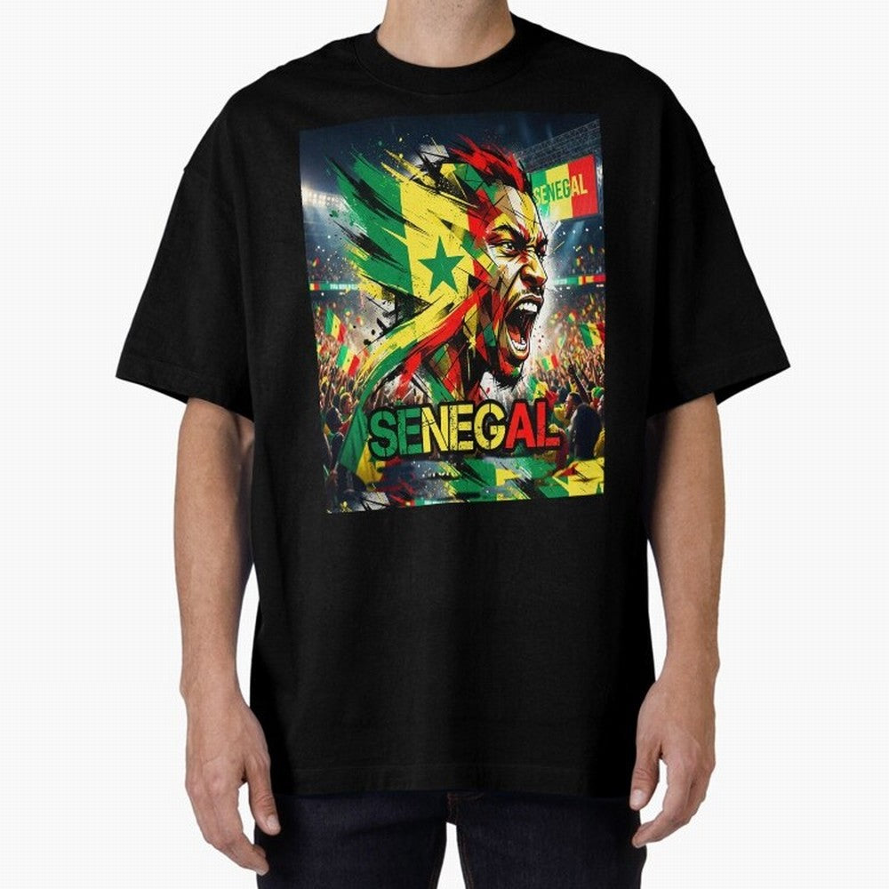 SENEGAL FOOTBALL TEAM Oversized T-Shirt Show Love for Legendary Goals in Global Football Passion for FIFA World Cup 2026 USA Canada Mexico, Featuring Messi, Neymar and Mbappe, England, France and Netherlands, Vintage Soccer Flavor, Modern Football
