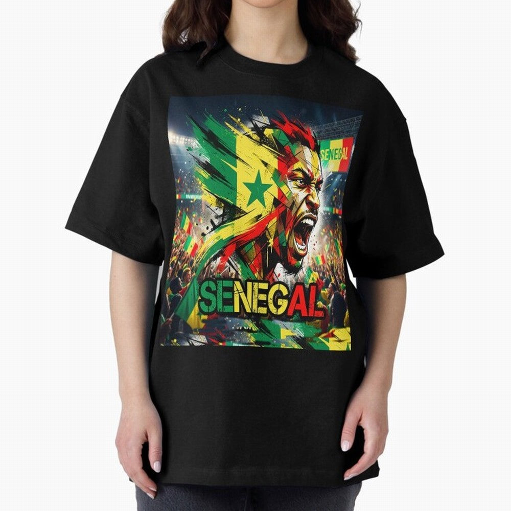 SENEGAL FOOTBALL TEAM Oversized T-Shirt Show Love for Legendary Goals in Global Football Passion for FIFA World Cup 2026 USA Canada Mexico, Featuring Messi, Neymar and Mbappe, England, France and Netherlands, Vintage Soccer Flavor, Modern Football