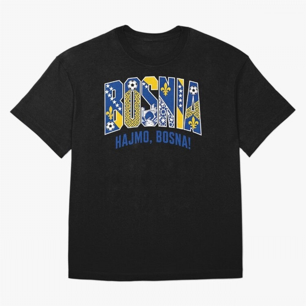 Bosnia Hajmo Bosna Football Soccer Fan Bosnian Supporter Flag Oversized T-Shirt Make Your Look Match Global Football Passion for FIFA World Cup 2026 USA Canada Mexico, Made for Messi and Cristiano Ronaldo, England, Champion Mindset, Group Stage