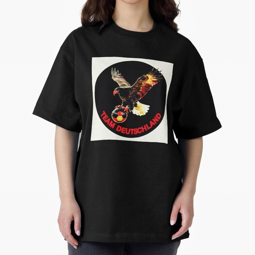 Eagle motif TEAM Germany Oversized T-Shirt Represent Match Day Hype around FIFA World Cup 2026, Neymar, Portugal, Champion Mindset, Group Stage Buzz, Knockout Tension and Passionate Fan Culture; Ideal for Passionate Fans Who Love Underdog Stories,