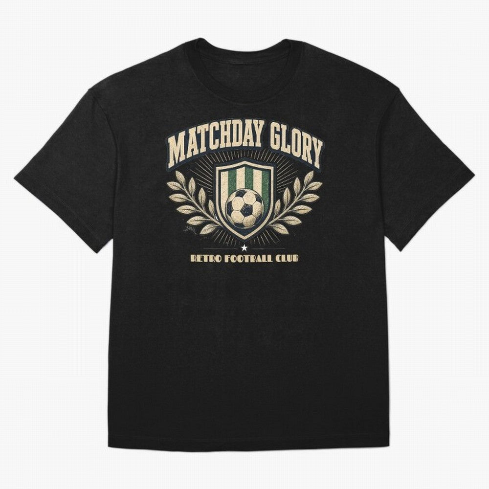 Matchday Glory Vintage Football Club Heritage Shield Emblem Oversized T-Shirt Live for the Drama of Global Football Passion for FIFA World Cup 2026 USA Canada Mexico, Celebrating Mbappe and Neymar, Brazil, Goal Celebration Energy, Supporter