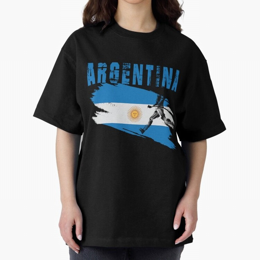 Argentina World Cup 2026 ¨C Pride in Motion Oversized T-Shirt Relive Global Football Passion for FIFA World Cup 2026 Group Stage, Highlighting Mbappe and Neymar, Brazil, Soccer Culture, Superstar Moments, National Team Dreams and Competitive Fire;