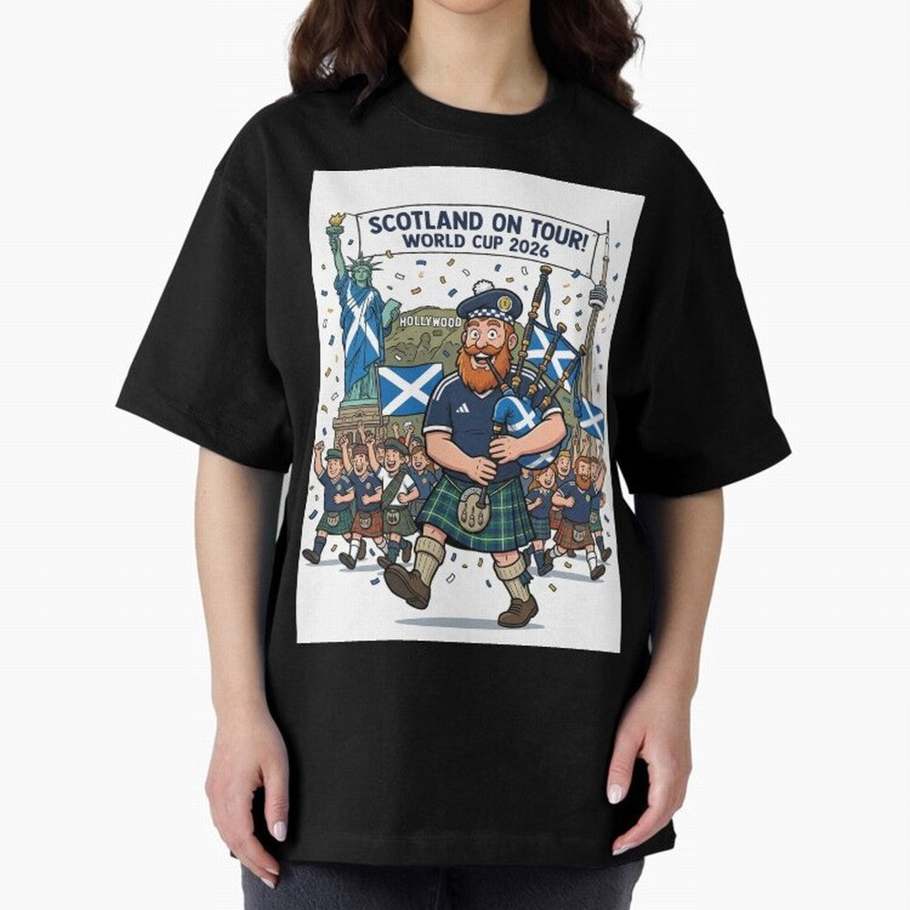 World Cup 2026 Tour Oversized T-Shirt Bring Home Global Football Passion for FIFA World Cup 2026 Group Stage, Built around Messi and Cristiano Ronaldo, Portugal, Football Festival Excitement, Trophy Ambitions, Country Rivalries and Star Player