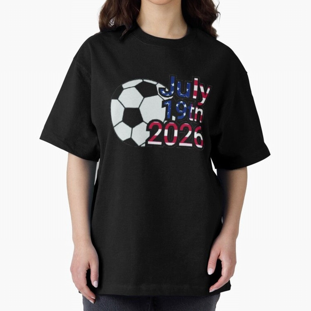 2026 USA Oversized T-Shirt Follow FIFA World Cup 2026 USA Canada Mexico Spirit, Filled with England and Germany, CR7 and Messi, Vintage Soccer Flavor, Modern Football Stars, National Flags and Final Night Emotion; Great for Watch Parties, Sports