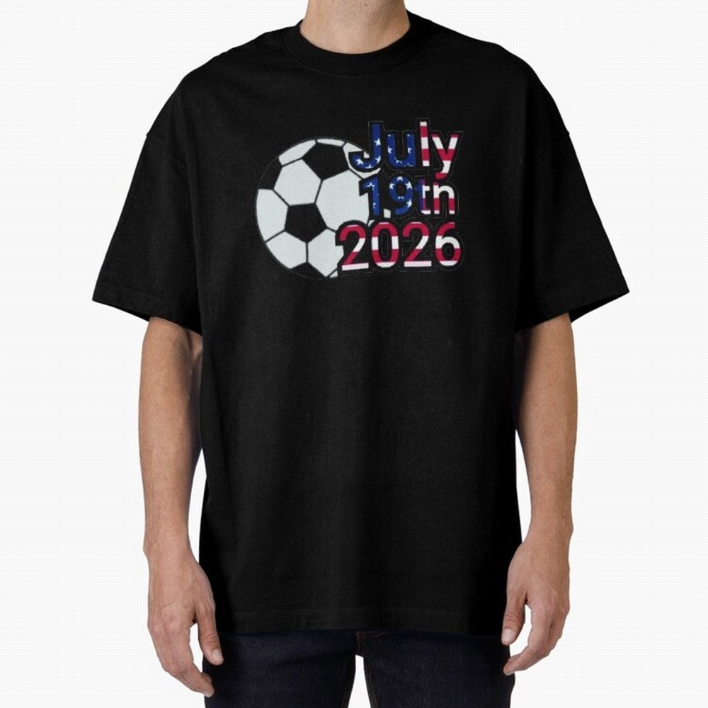 2026 USA Oversized T-Shirt Follow FIFA World Cup 2026 USA Canada Mexico Spirit, Filled with England and Germany, CR7 and Messi, Vintage Soccer Flavor, Modern Football Stars, National Flags and Final Night Emotion; Great for Watch Parties, Sports