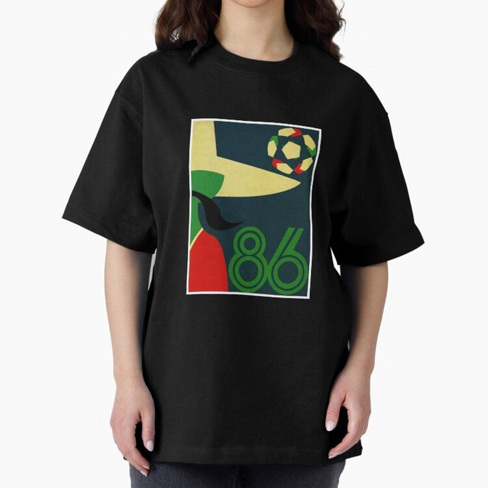 World Cup in Mexico 1986 Oversized T-Shirt Carry National Pride through Global Football Passion for FIFA World Cup 2026, Centered on Messi, CR7 and Mbappe, Germany, Retro Football Energy, Iconic Rivalries, Trophy Chase Drama and Stadium Atmosphere;