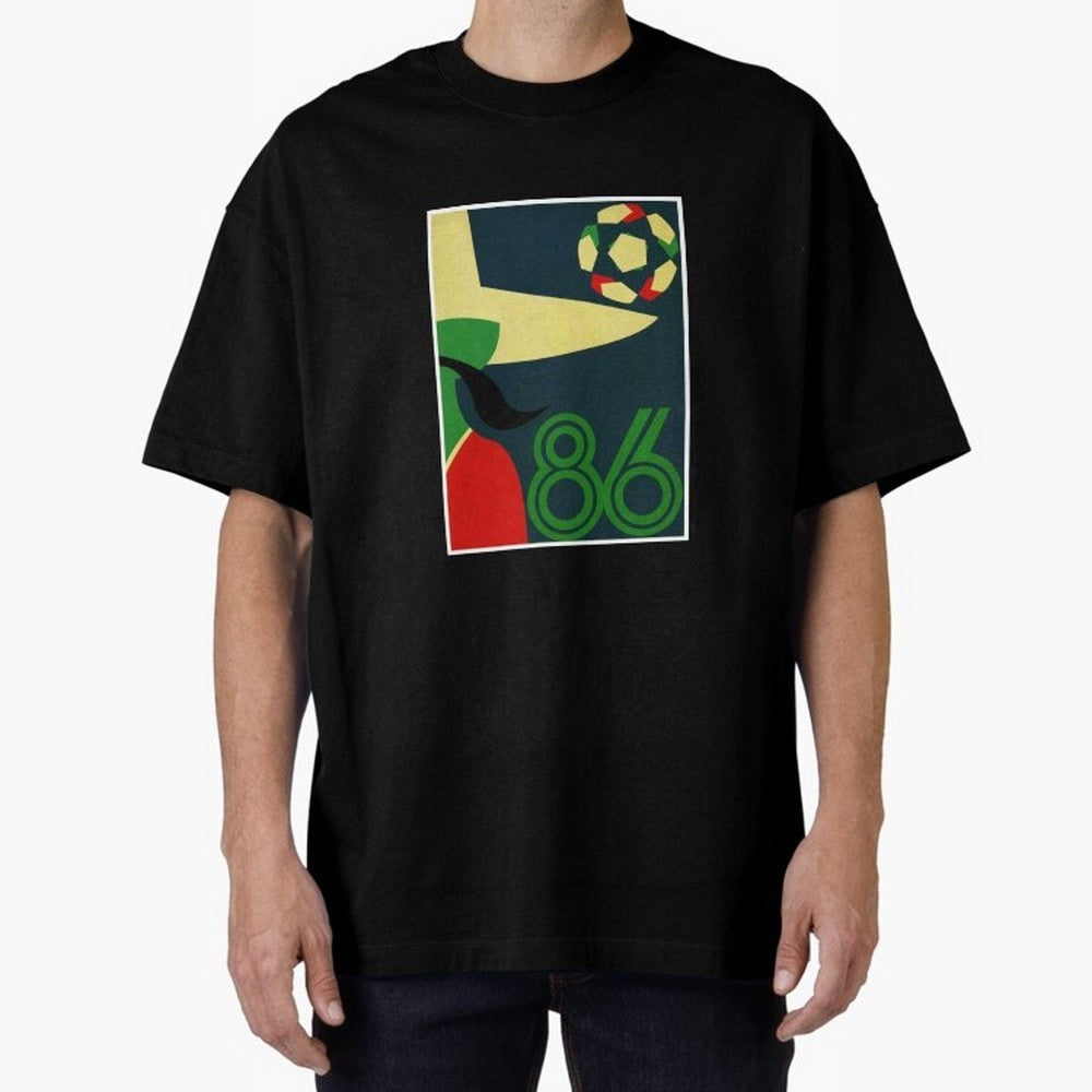 World Cup in Mexico 1986 Oversized T-Shirt Carry National Pride through Global Football Passion for FIFA World Cup 2026, Centered on Messi, CR7 and Mbappe, Germany, Retro Football Energy, Iconic Rivalries, Trophy Chase Drama and Stadium Atmosphere;